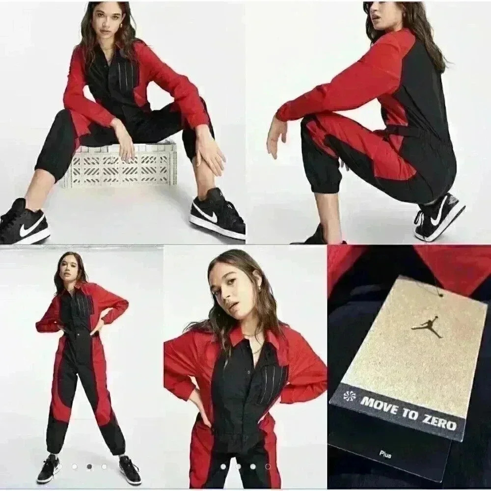 Nike Air Jordan Essentials Flight Jumpsuit DJ2628-636 Black Red
